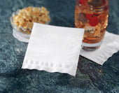 Smith Lee White Greek Key Embossed Beverage Napkin, 10 x 10 inch - 200 per pack -- 4 packs per case.