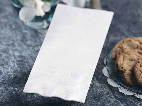 Smith Lee White Greek Key Embossed Dinner Napkin, 17 x 17 inch - 100 per pack -- 6 packs per case.