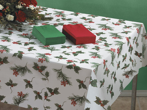 Hoffmaster Linen-Like Paper Winterberries Table Cover, 50 x 108 inch -- 24 per case.