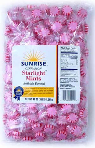 Sunrise Cinnamon Starlight Mints - 3 lb. laydown bag, 8 per case
