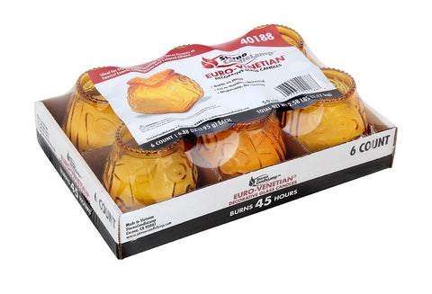 Sterno Euro Venetian Amber Wax Filled Glass Candle -- 12 per case.