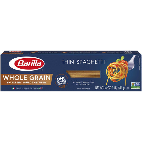 Barilla Whole Grain Thin Spaghetti Pasta, 16 Ounce -- 20 per case.