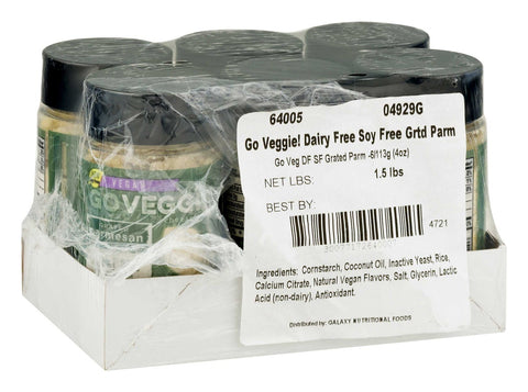 Go Veggie Vegan Soy Free Grated Parmesan Cheese, 4 Ounce -- 6 per case.
