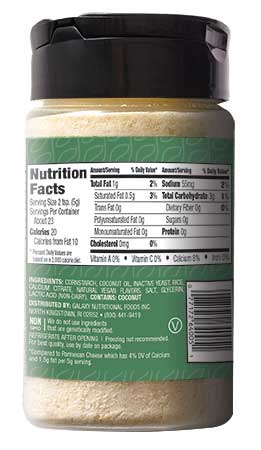 Go Veggie Vegan Soy Free Grated Parmesan Cheese, 4 Ounce -- 6 per case.