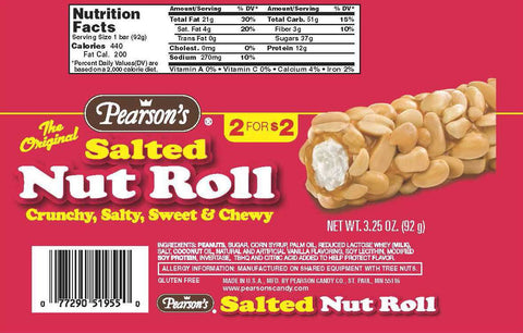 Pearsons King Size Salted Nut Roll - Shipper -- 144 per case