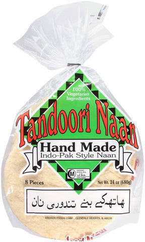 Kronos Frozen Flat Bread Original Halal Naan Pita, 8 inch Tandoori -- 96 per case.