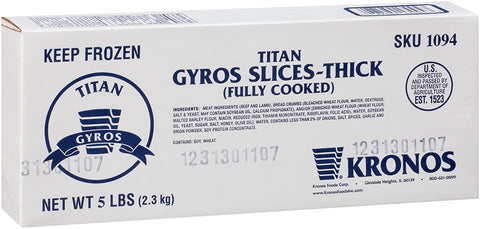 Kronos Frozen Gyrokone Fully Cooked Titan Thick Beef and Lamb Slice, 5 Pound -- 4 per case.