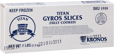 Kronos Frozen Gyrokone Fully Cooked Titan Thin Beef and Lamb Slice, 5 Pound -- 4 per case.