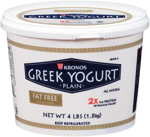 Krono Nonfat Plain Greek Yogurt, 4 Pound - 2 per pack -- 2 packs per case.