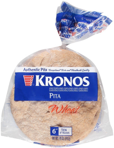 Kronos Frozen Whole Wheat Flat Authentic Pita Bread, 6 inch -- 120 per case.