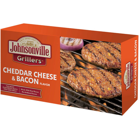 Johnsonville Cheddar Cheese and Real Bacon Flavor Bratwurst Patties, 24 Ounce -- 9 per case.