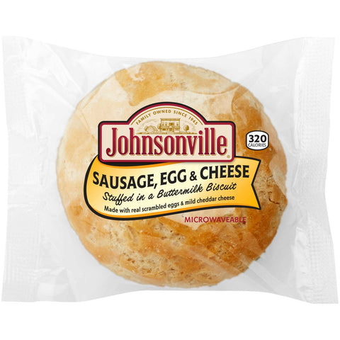 Johnsonville Sausage Egg and Cheese Stuffed in a Buttermilk Biscuit, 4 Ounce -- 16 per case.