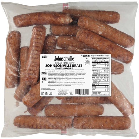 Johnsonville 4 :1 Ultimate Heat and Serve Brat, 5 Pound -- 2 bags per case.
