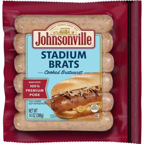Johnsonville Stadium Style Smoked Brat - 6 per pack -- 10 packs per case.