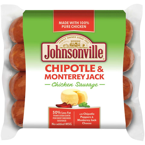 Johnsonville Chipotle Monterey Jack Smoked Chicken Sausage, 12 Ounce -- 8 per case.
