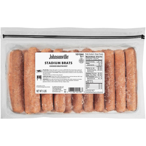 Johnsonville Stadium Style Cooked Bratwurst, 80 Ounce -- 2 per case.