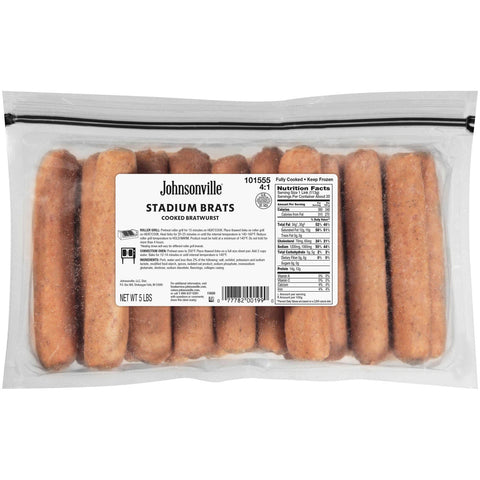 Johnsonville 4 1 Stadium Style Cooked Bratwurst, 80 Ounce -- 2 per case.