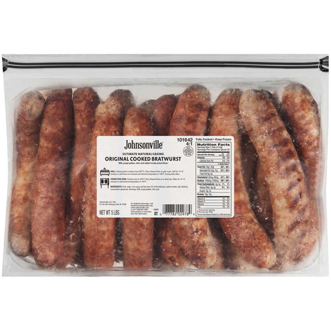 Johnsonville Natural Casing Fully Cooked Original 4:1 Bratwurst, 5 Pound -- 2 per case.