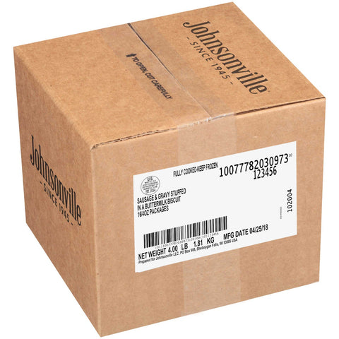 Johnsonville Sausage and Gravy Stuffed in a Buttermilk Biscuit, 4 Ounce -- 16 per case.