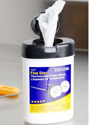 Taylor Disposable Thermometer Probe Wipes Tub -- 10 per case.