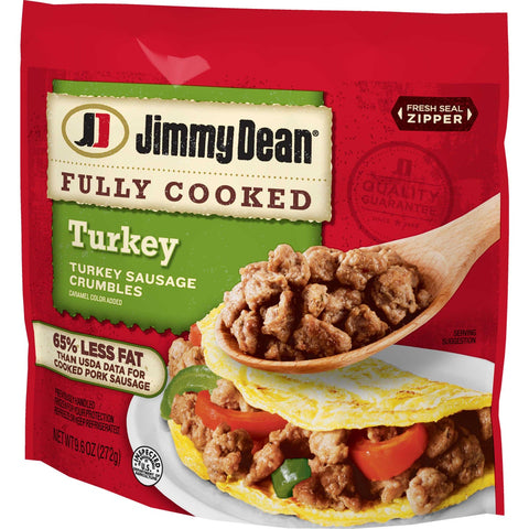 Jimmy Dean Fully Cooked Turkey Sausage Crumbles, 9.6 Ounce -- 6 per case.