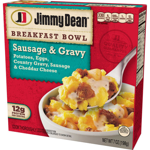 Jimmy Dean Country Gravy Sausage and Cheddar Potatoes and Egg Breakfast Bowl, 7 Ounce -- 8 per case.