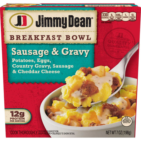 Jimmy Dean Country Gravy Sausage and Cheddar Potatoes and Egg Breakfast Bowl, 7 Ounce -- 8 per case.