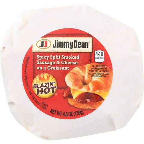 Jimmy Dean Spicy Split Smoked Sausage and Cheese Croissant Sandwich, 4.8 Ounce -- 12 per case
