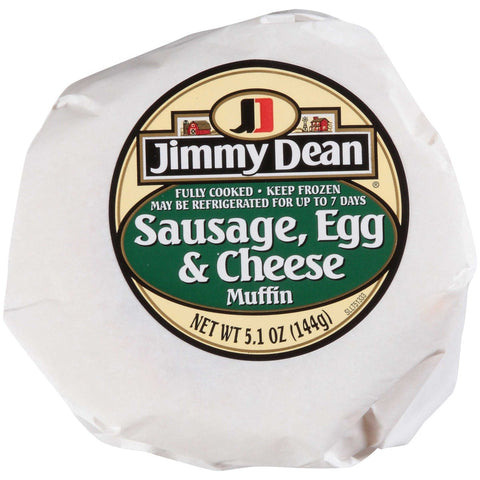 Jimmy Dean Sausage Egg and Cheese Muffin Breakfast Sandwich, 5 Ounce -- 12 per case.
