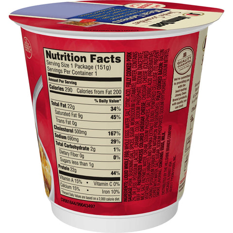 Jimmy Dean Simple Scrambles Meat Lovers with Sausage Cheddar Cheese and Bacon, 5.349 Ounce -- 6 per case.