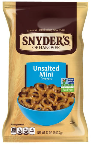 Snyders Of Hanover Unsalted Mini Pretzel, 12 Ounce -- 12 per case.
