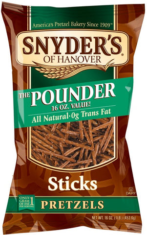 Snyders of Hanover Pretzel Sticks, 16 Ounce -- 12 per case.