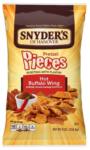 Snyders of Hanover Hot Buffalo Wing Pretzel Pieces, 8 Ounce -- 6 per case.