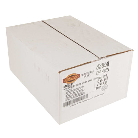 Sheboygan - Bratwurst with Cheddar Cheese Jalapeno Peppers, 2.5 Pound -- 4 per case.