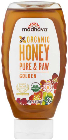 Madhava Organic Golden Honey, 16 Ounce -- 6 per case.