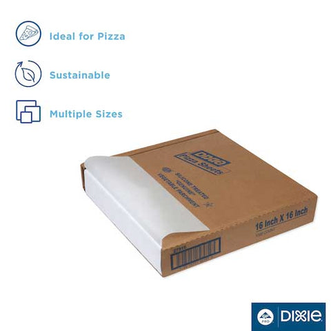 Dixie Silicon-Treated Pizza Sheets, 27 Pound Parchment, 16 inch x16 inch White -- 1000 per case.
