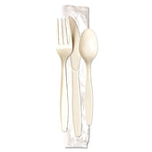 Dixie Champagne Heavyweight Polystyrene Wrapped Cutlery Kit -- 250 per case.