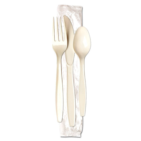Dixie Champagne Heavyweight Polystyrene Wrapped Cutlery Kit -- 250 per case.