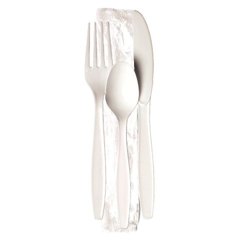 Dixie White Heavyweight Polystyrene Wrapped Cutlery Kit -- 250 per case.