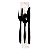 Dixie Heavyweight Black Polystyrene Wrapped Cutlery Kit -- 250 per case.