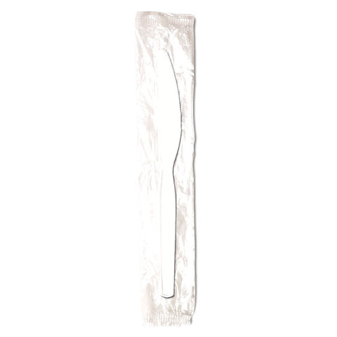 Dixie Individually Wrapped White Medium Weight Polystyrene Knife -- 1000 per case.