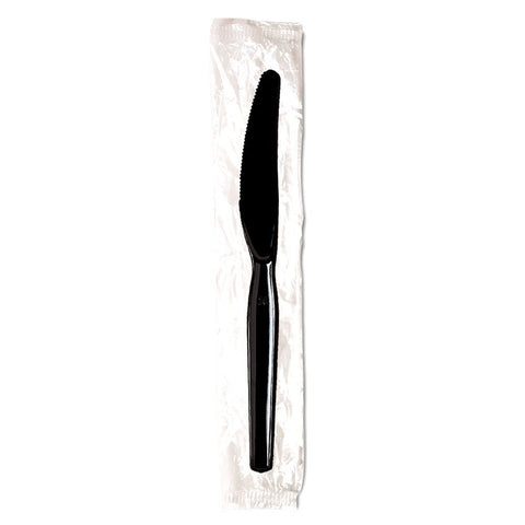 Dixie Individually Wrapped Black Medium Weight Polystyrene Knife -- 1000 per case.