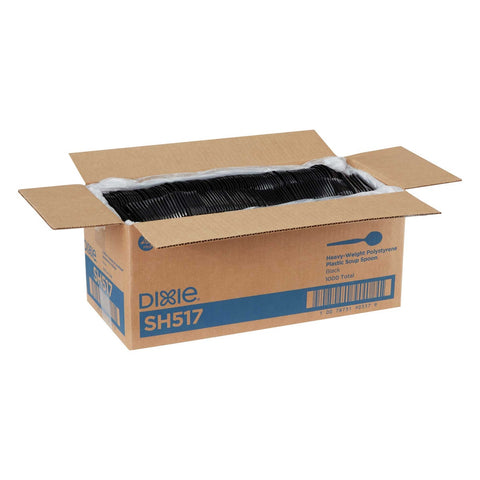 Dixie Black Heavyweight Polystyrene Soup Spoon -- 1000 per case.