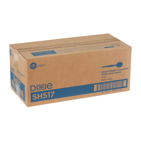 Dixie Black Heavyweight Polystyrene Soup Spoon -- 1000 per case.