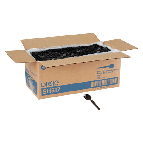 Dixie Black Heavyweight Polystyrene Soup Spoon -- 1000 per case.