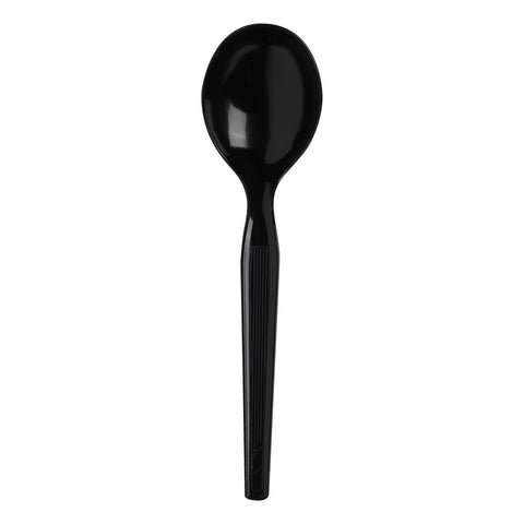 Dixie Individually Wrapped Black Medium Weight Polystyrene Soup Spoon -- 1000 per case.