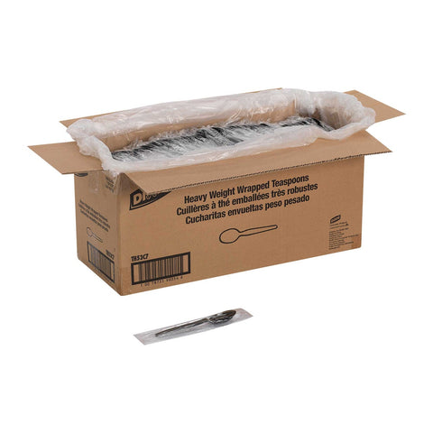 Dixie Individually Wrapped Black Heavyweight Polystyrene Teaspoon -- 1000 per case.