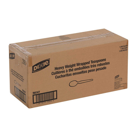 Dixie Individually Wrapped Black Heavyweight Polystyrene Teaspoon -- 1000 per case.