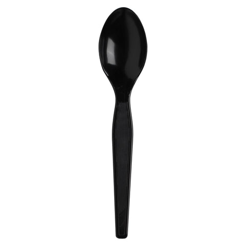 Dixie Individually Wrapped Black Heavyweight Polystyrene Teaspoon -- 1000 per case.