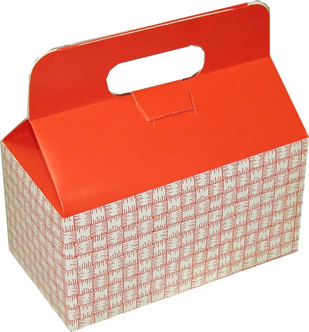 Dixie Red Plaid Small Auto Bottom Handled Take Out Carton -- 125 per case.